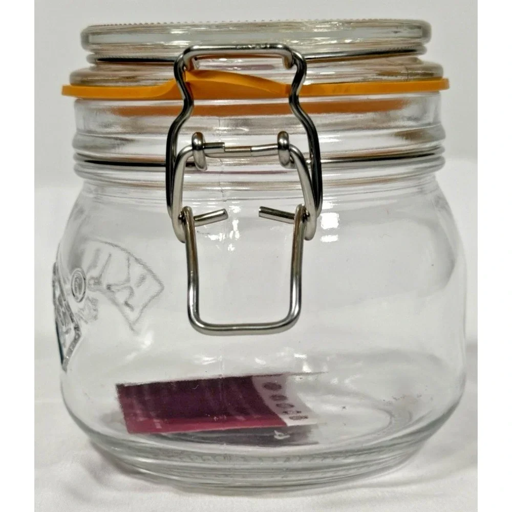 Kilner Clip Top Glass Jar Small Clear Orange Seal Airtight Storage 0.35L